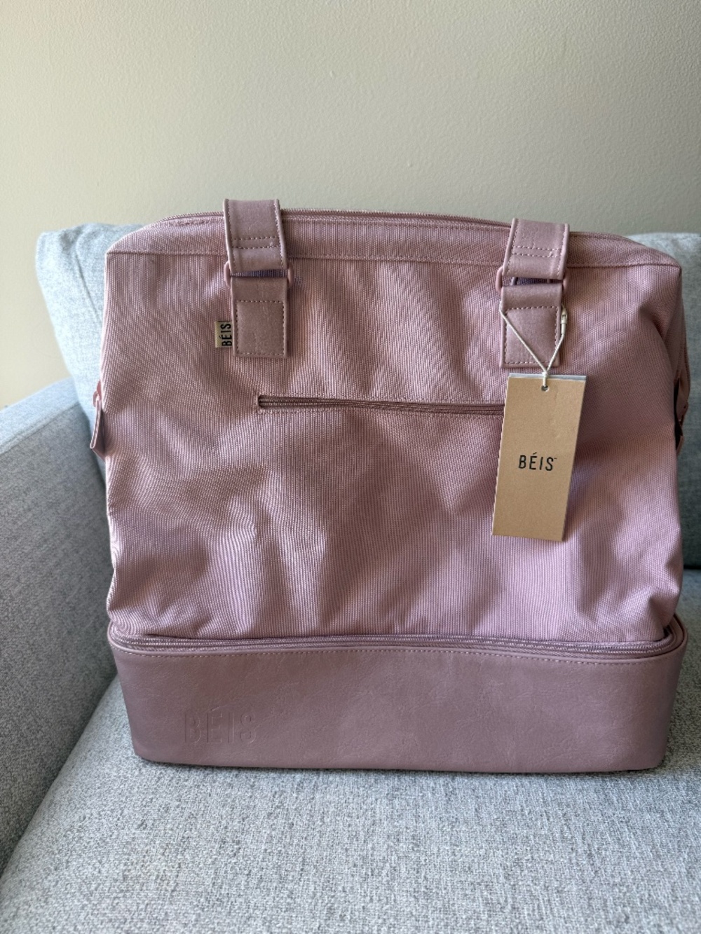 BEIS Pink Two-Tone Carryall Tote with Bottom Compartment